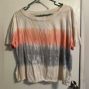 SOLD Mustard Seed Tie-Dye Short Sleeve Top - Orange and Gray
